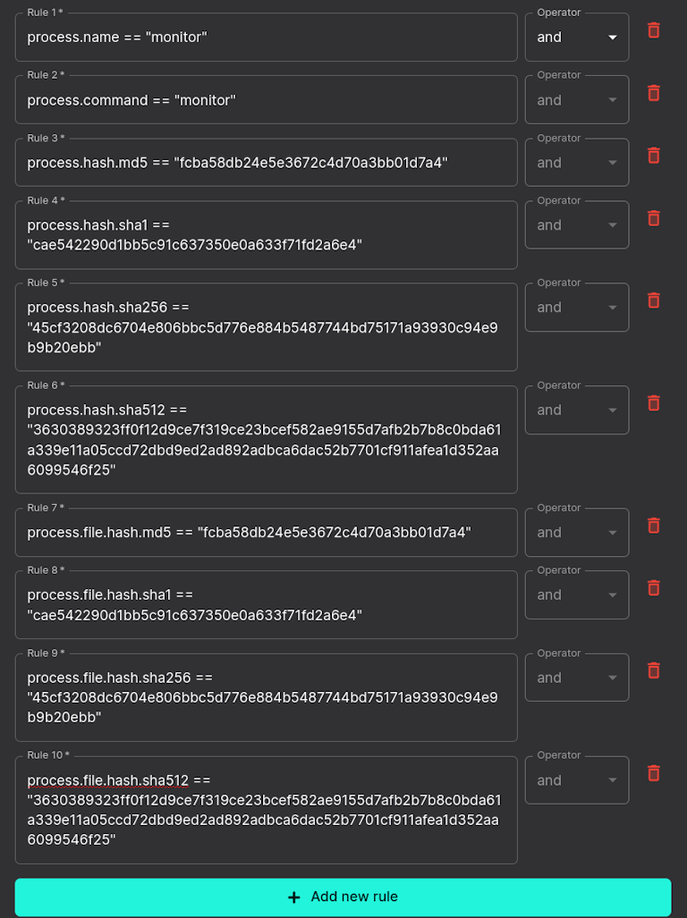 Advanced whitelist rule review.