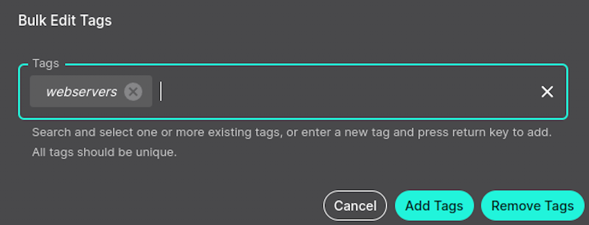 Adding new or existing tags to hosts in bulk.