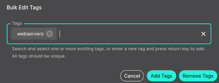 Adding new or existing tags to hosts in bulk.