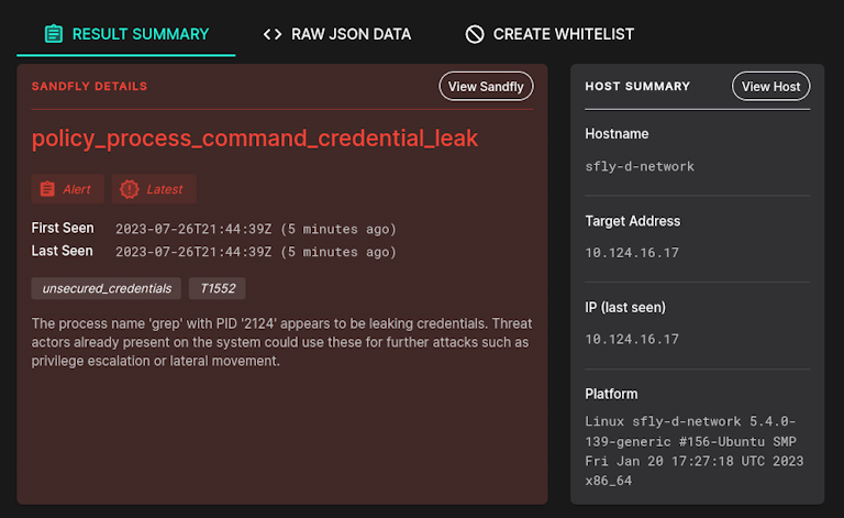 Linux process credential leak detected.