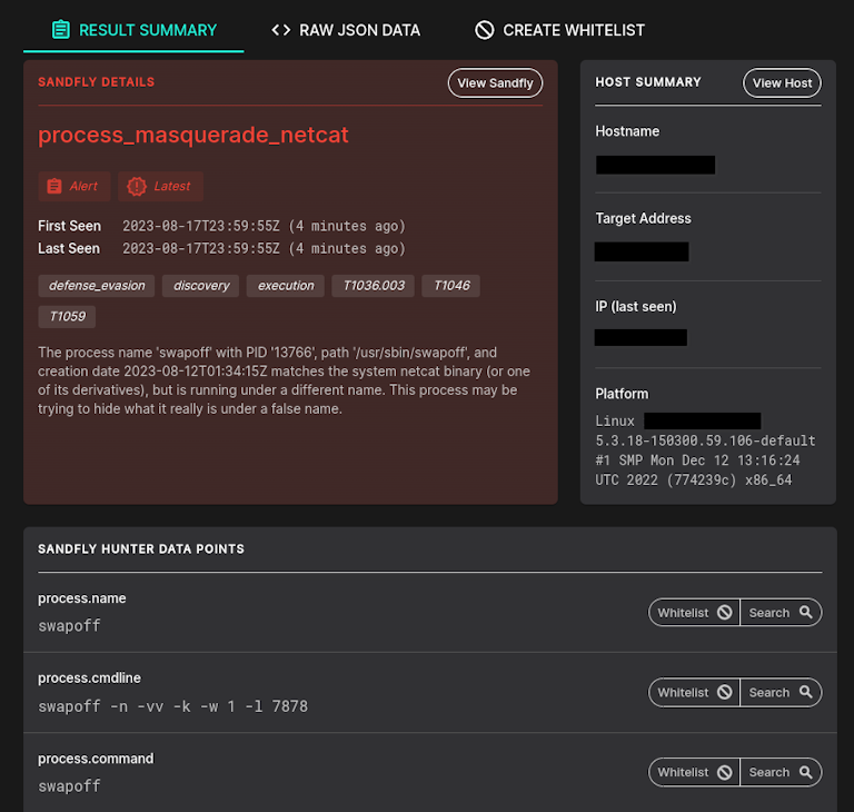 Active netcat backdoor masquerading process on Linux.