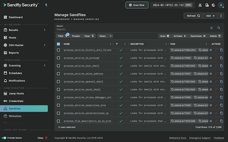 Managing Sandfly's Agentless Linux Threat Hunting Modules