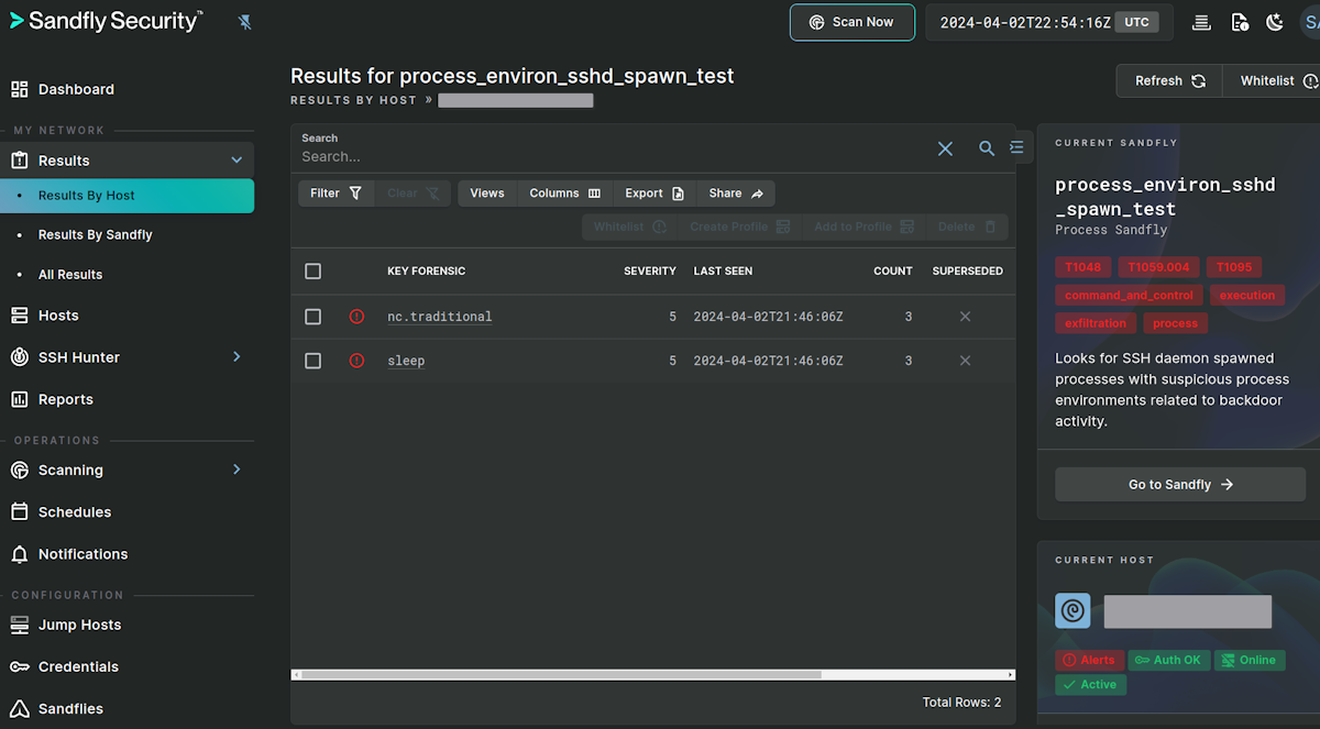 XZ backdoor suspicious process detected.