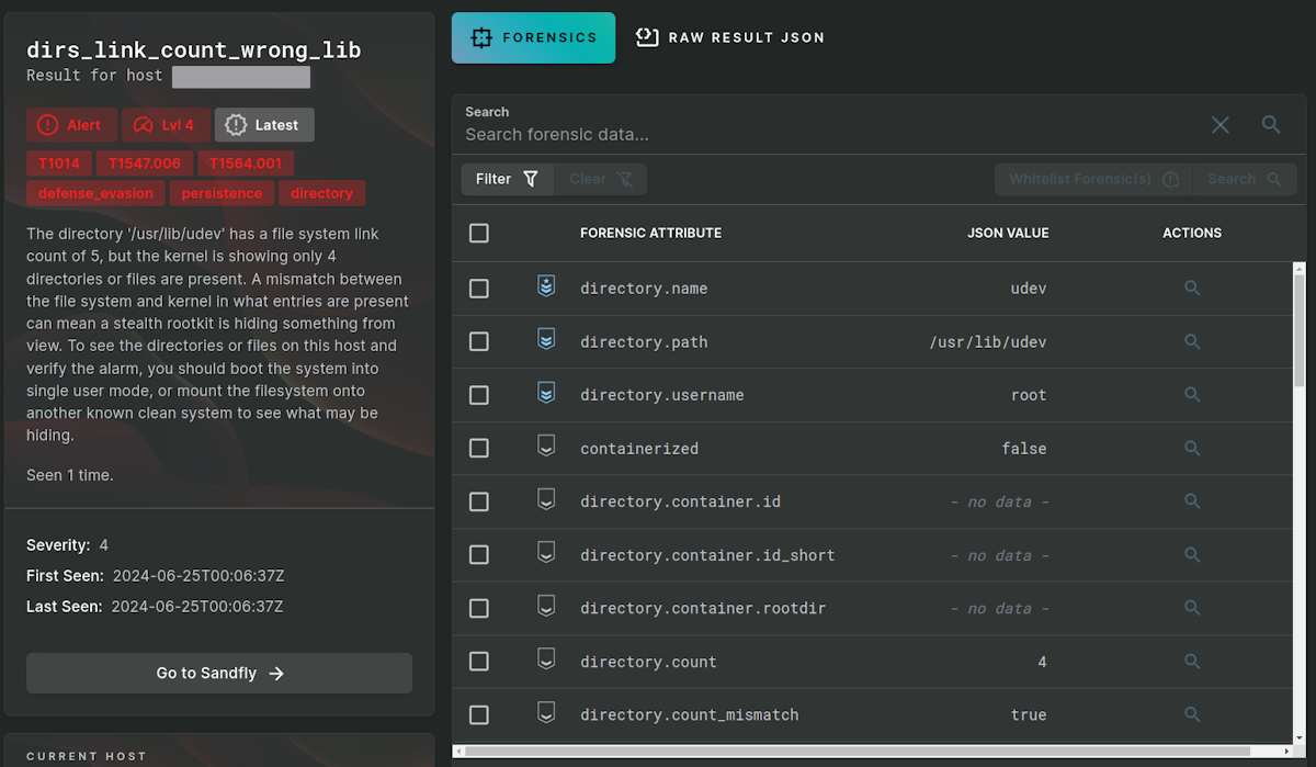 Sandfly Security spots directory link count error.