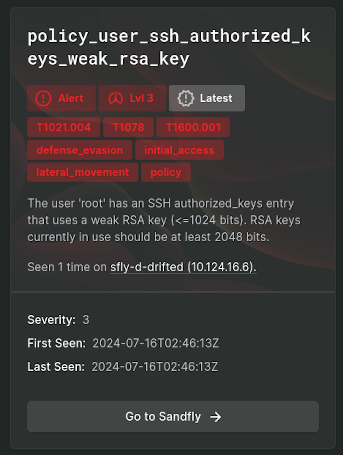 SSH Weak Key Detected
