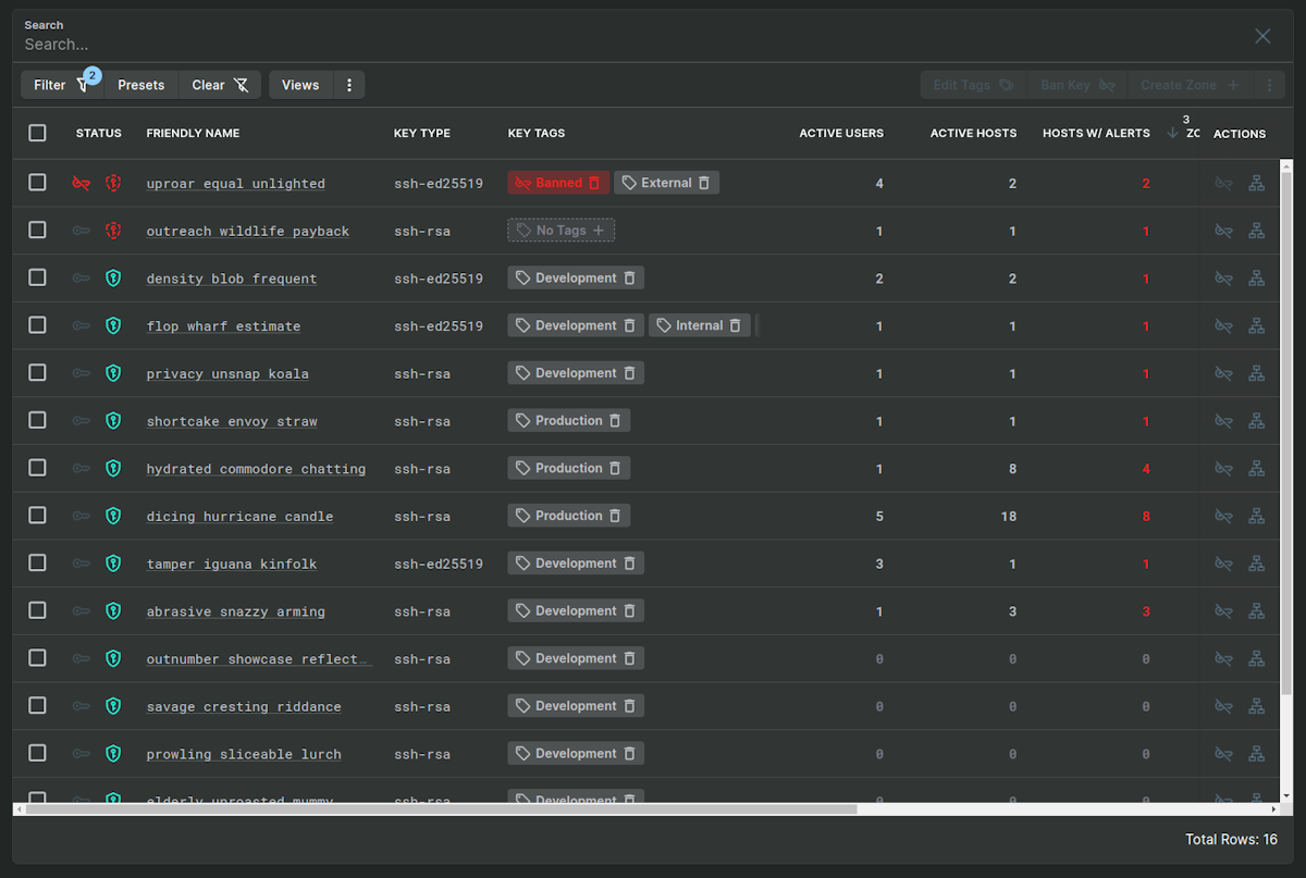 Banned SSH Key in List
