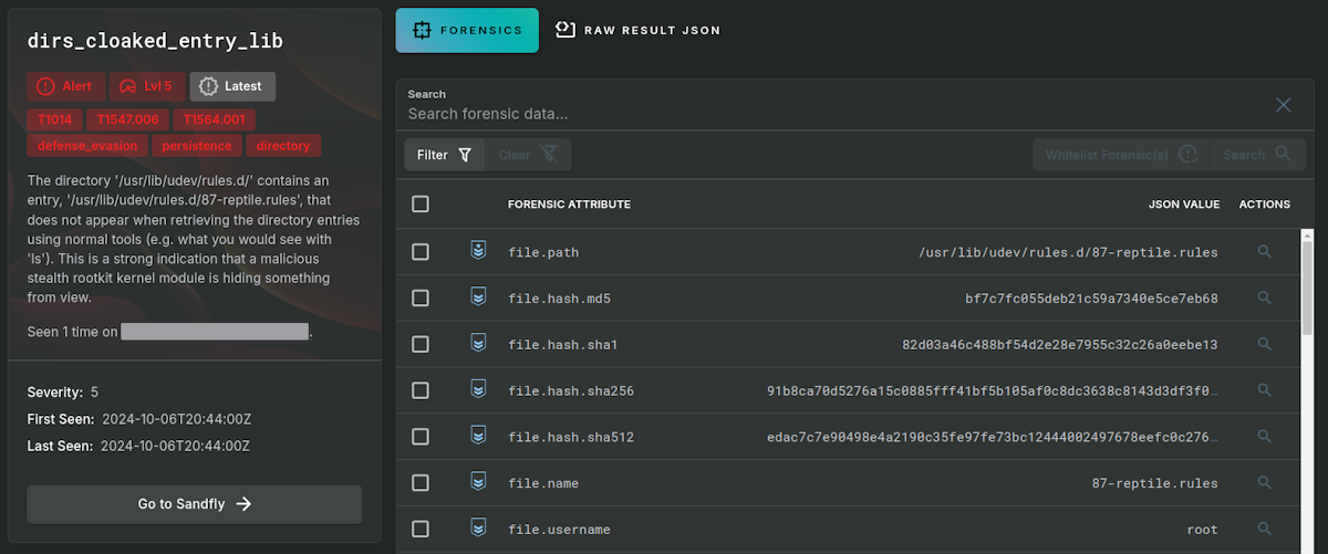 Reptile rootkit with hidden file on Linux de-cloaked.