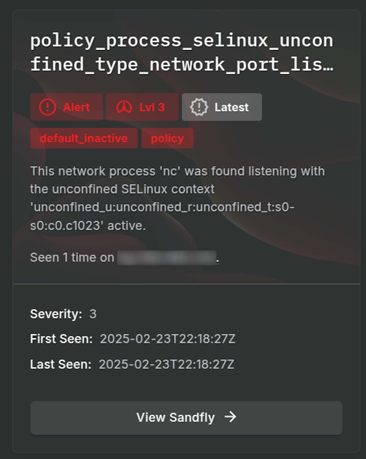 Unconfined SELinux Network Process Found