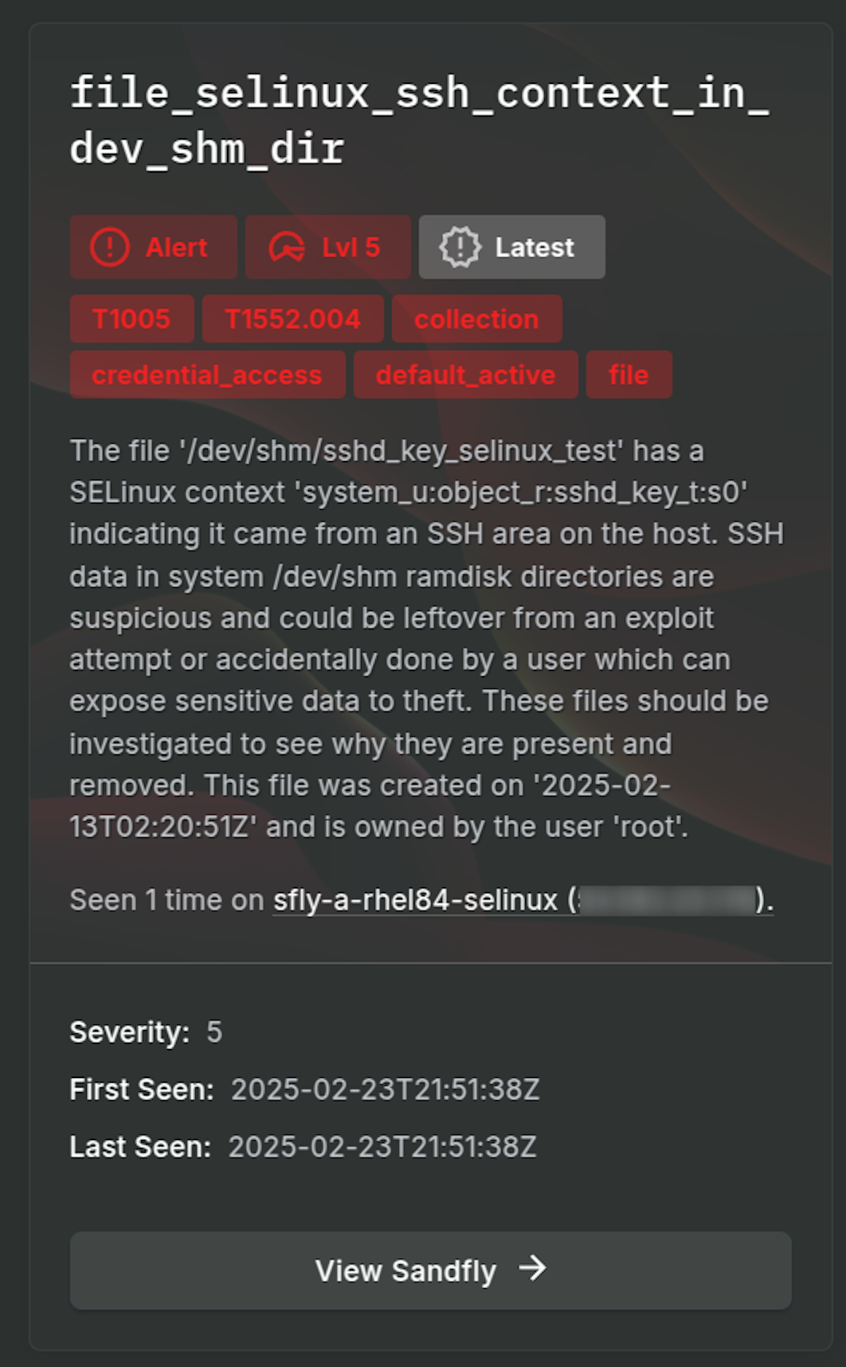 SSH SELinux Context Left Exposed