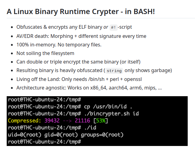 THC Bincrypter Linux Malware Obfuscation and Hiding