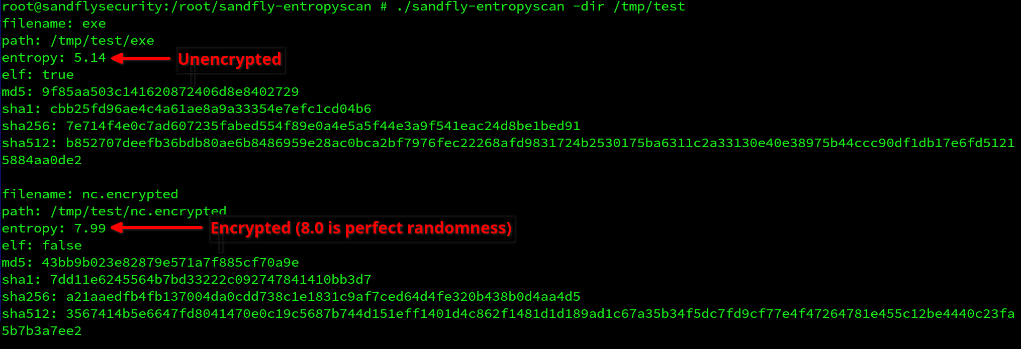 Finding high entropy packed/encrypted files with entropy scanning.