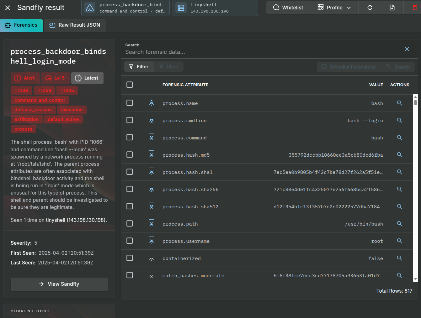 Tinyshell Backdoor Detected
