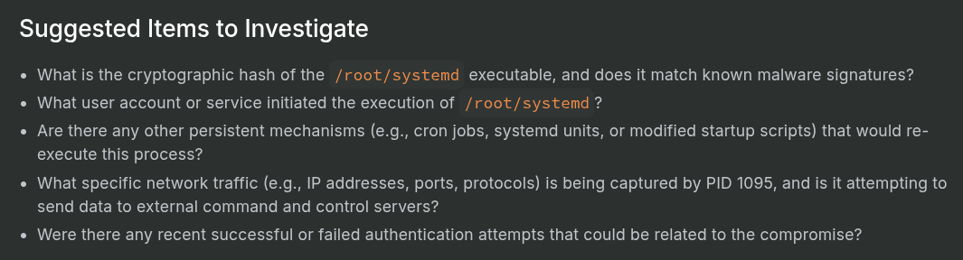 Suggested items to investigate on a compromised Linux host.
