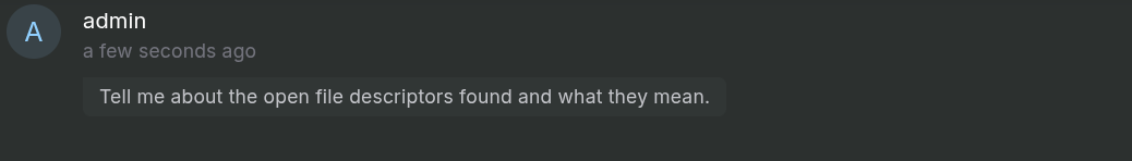 LLM Security analyst forensics deep dive question about  Linux file descriptors.