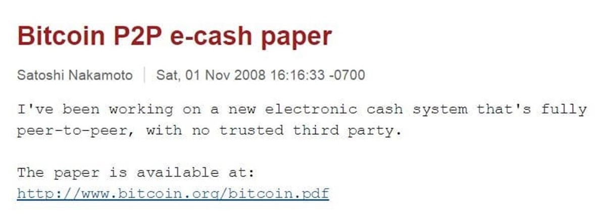Satoshi 1st email white paper