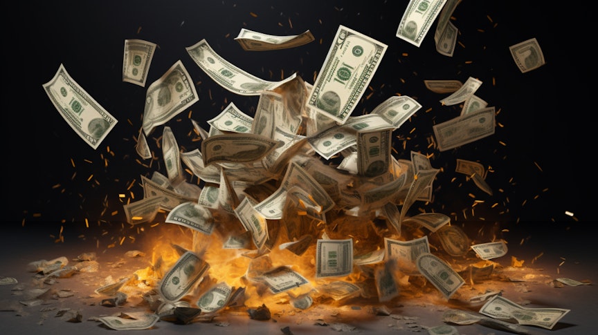 Money burning up