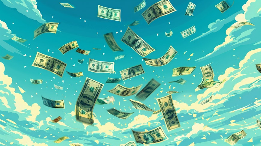 Money flying everywhere