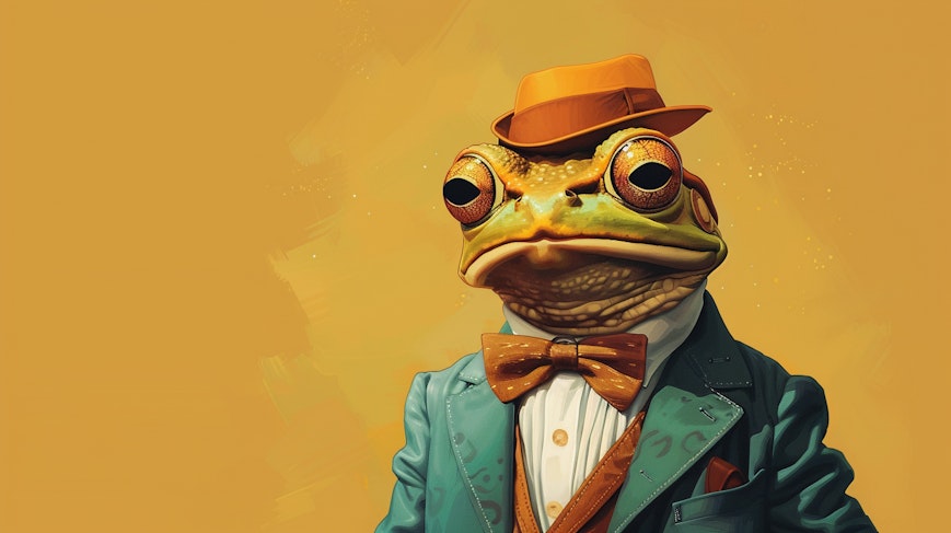 Pepe vestito con abiti eleganti