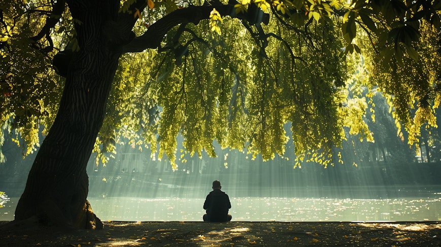 Sitting in the shadow under a tree