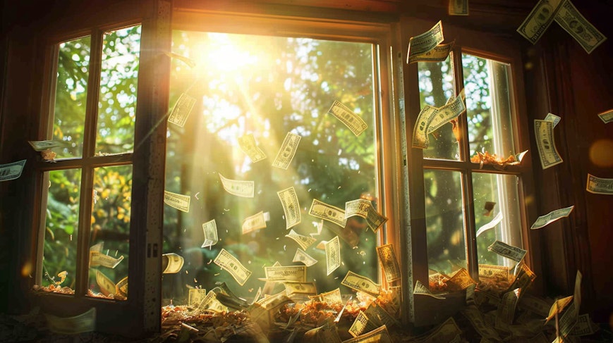 Money flying out of the window