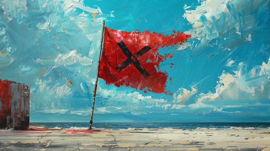 Red flag with X on it