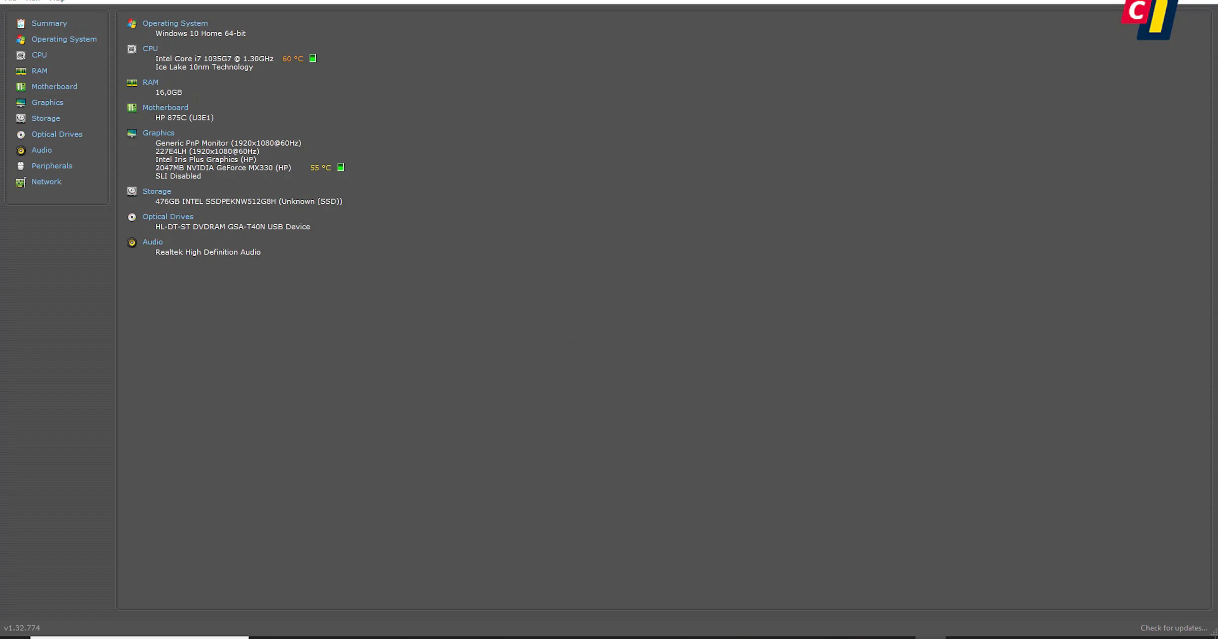 Specificaties van je pc bekijken met Speccy
