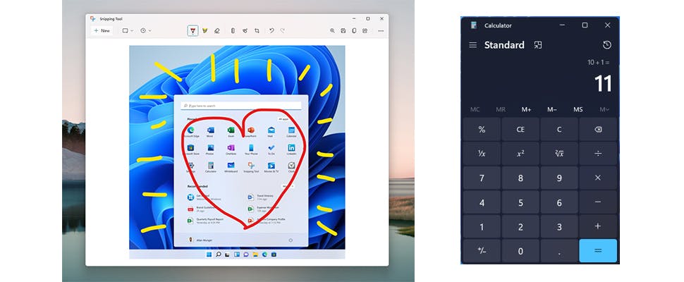 Nieuwe look voor Rekenmachine, Mail en meer in Windows 11