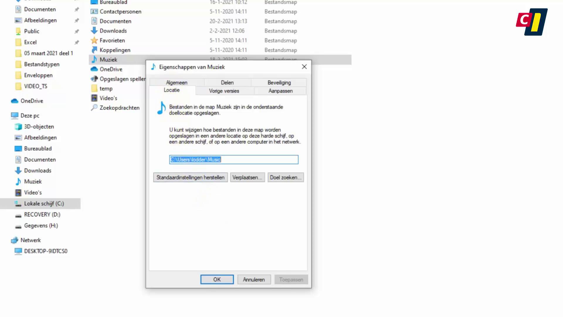 Persoonlijke bestanden verplaatsen