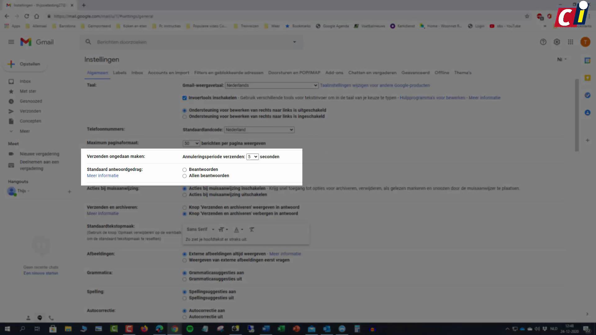 Gmail: verzonden mail intrekken