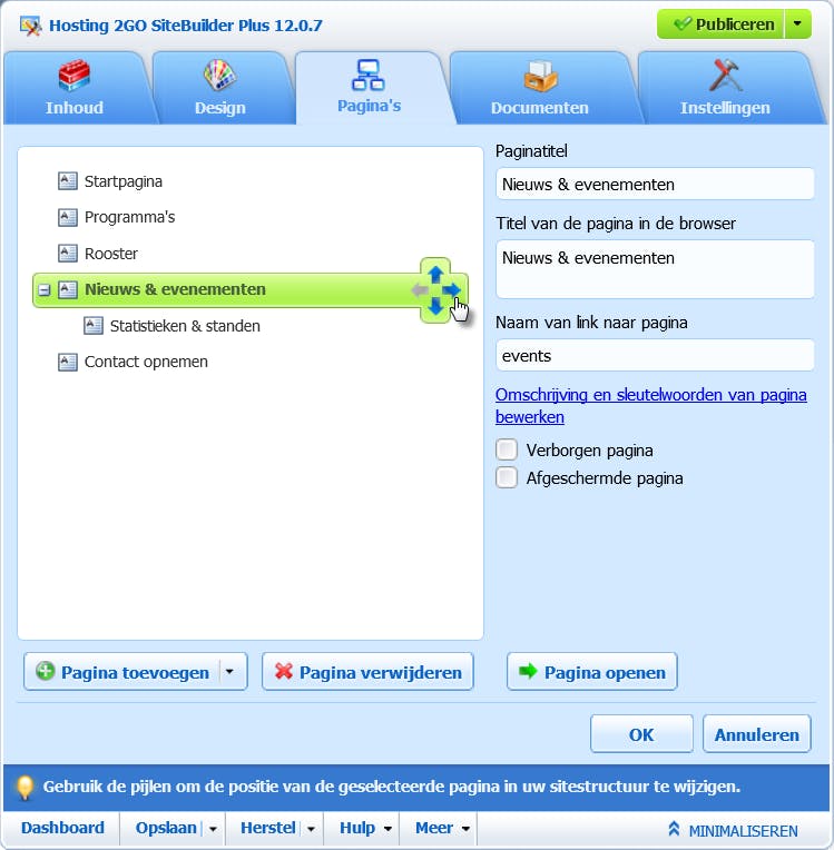 Verder met Sitebuilder (3/3)