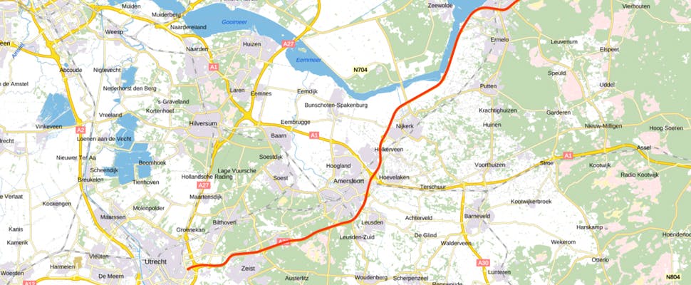Camera's op A28 registreren negeren rood kruis