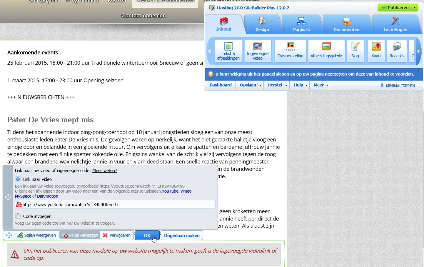 Verder met Sitebuilder (2/3)