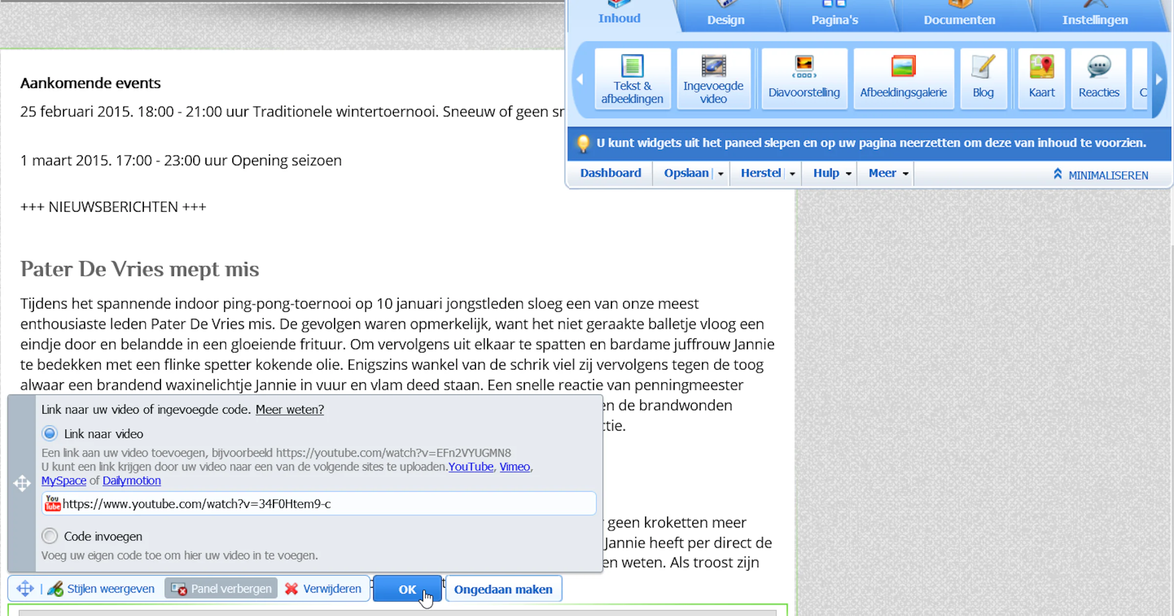 Verder met Sitebuilder (2/3)