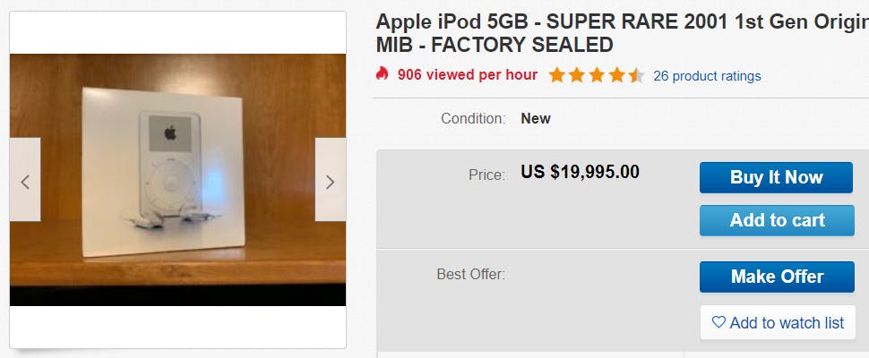 Zeldzame iPod te koop voor 20.000 dollar
