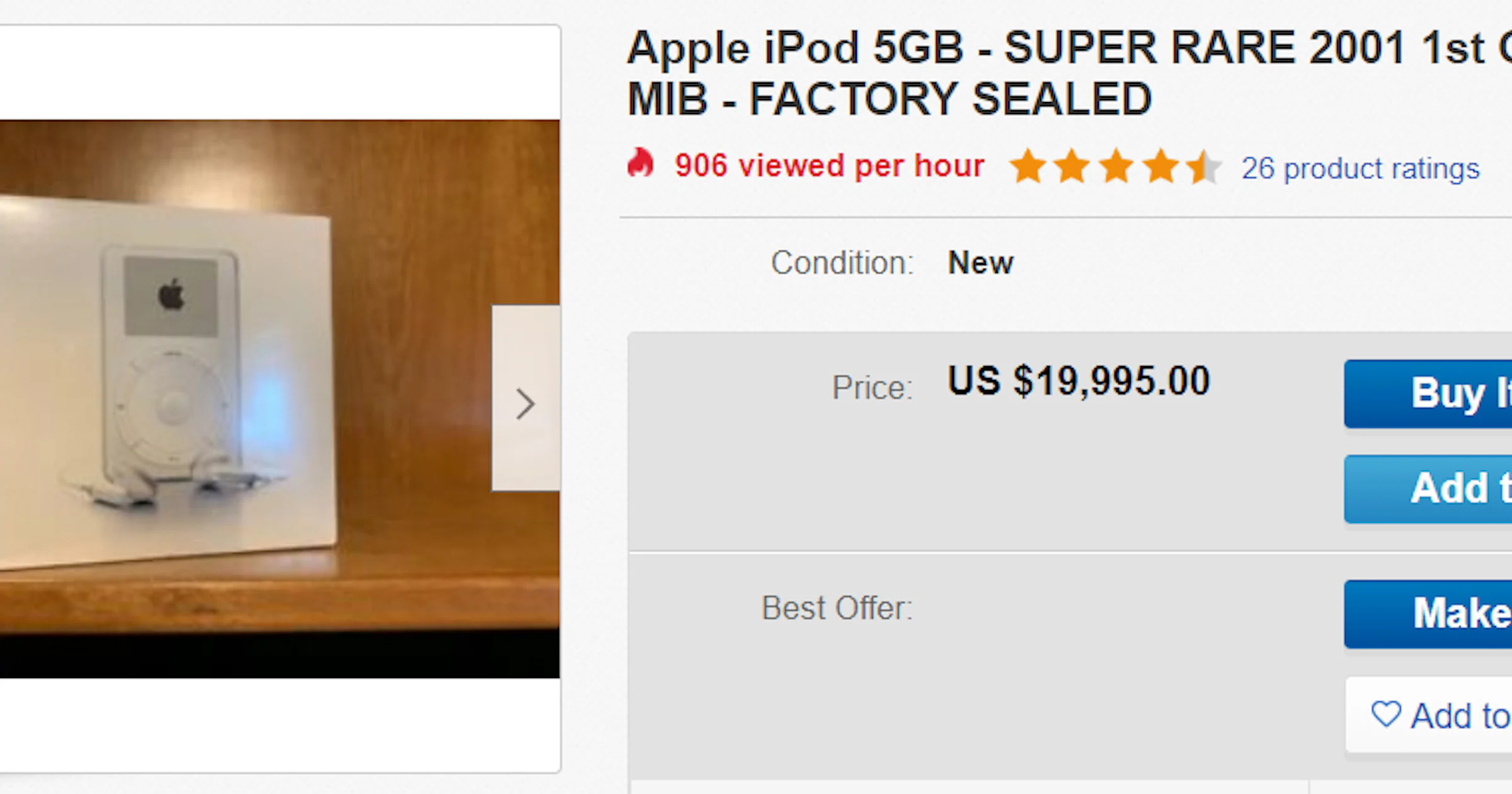 Zeldzame iPod te koop voor 20.000 dollar