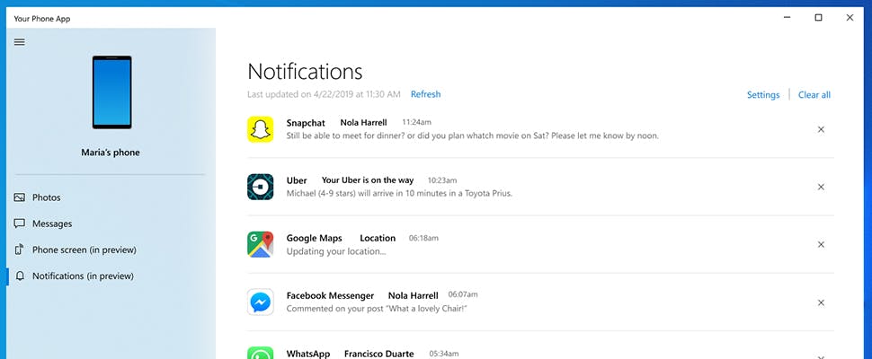 Zo zien smartphone-meldingen er straks in Windows 10 uit