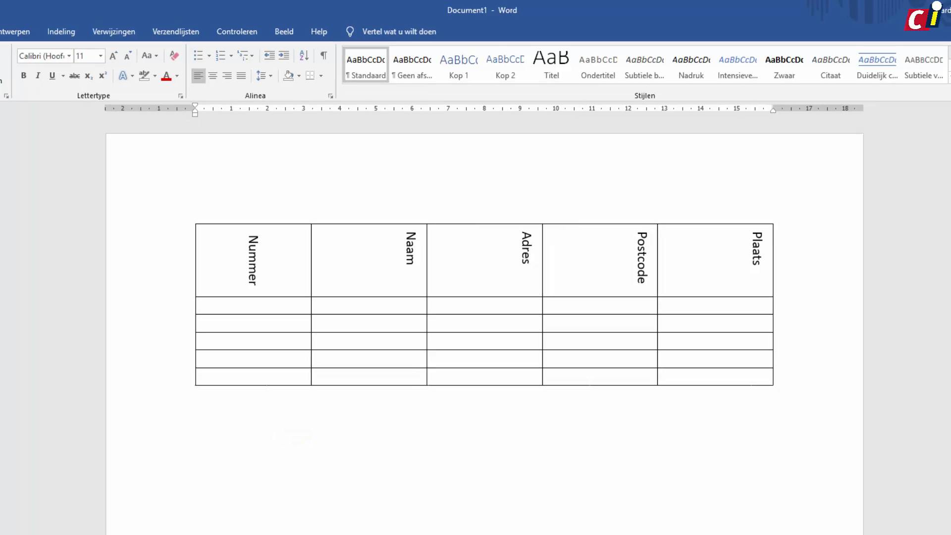 Word: tekstrichting wijzigen