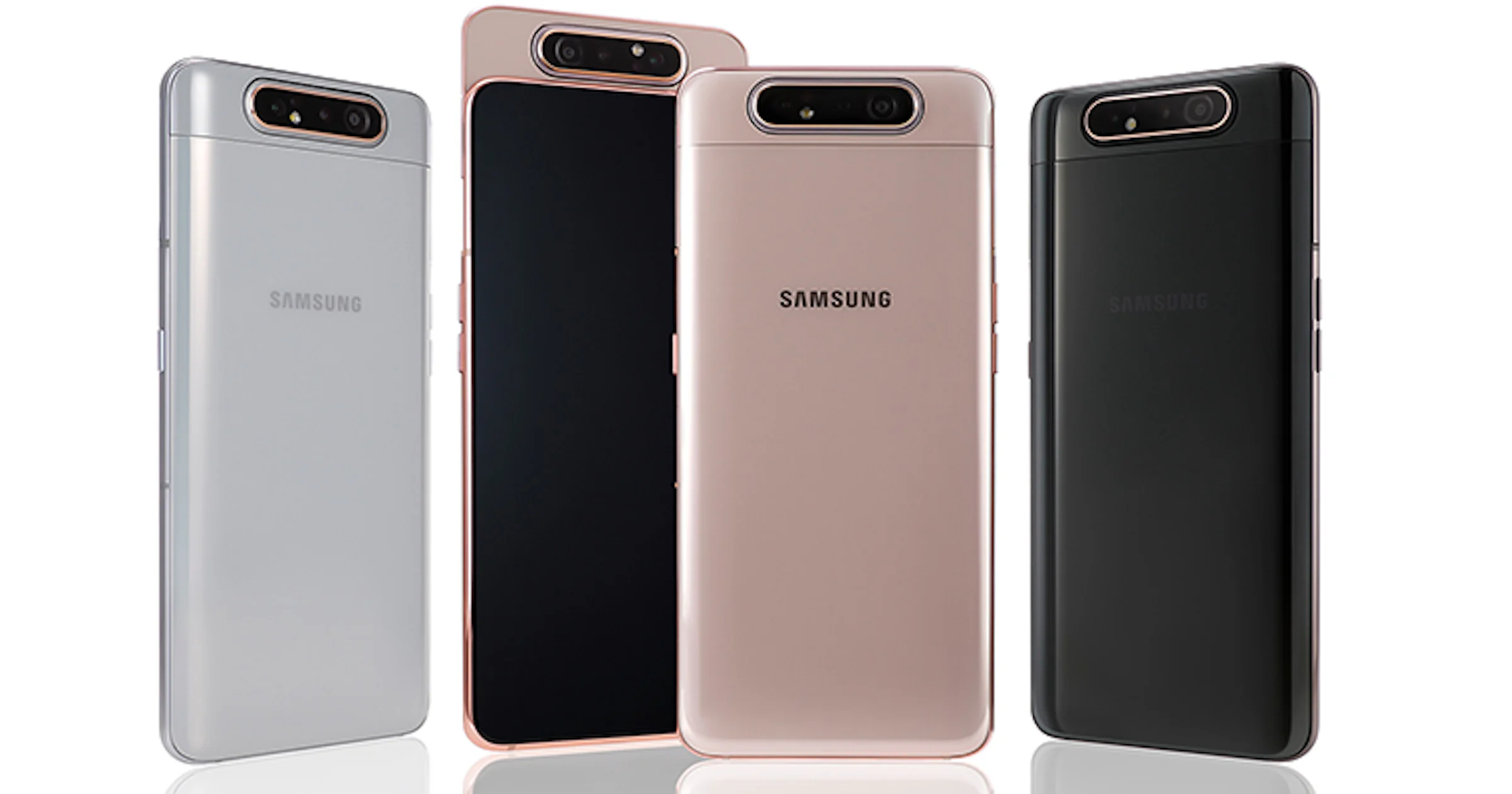 Camera Samsung Galaxy A80 schuift uit en draait rond