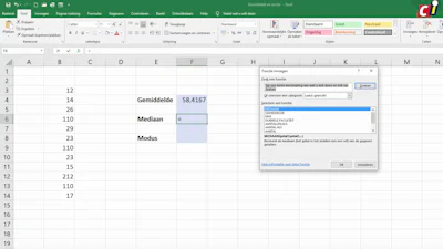Excel: gemiddelde, mediaan en modus berekenen