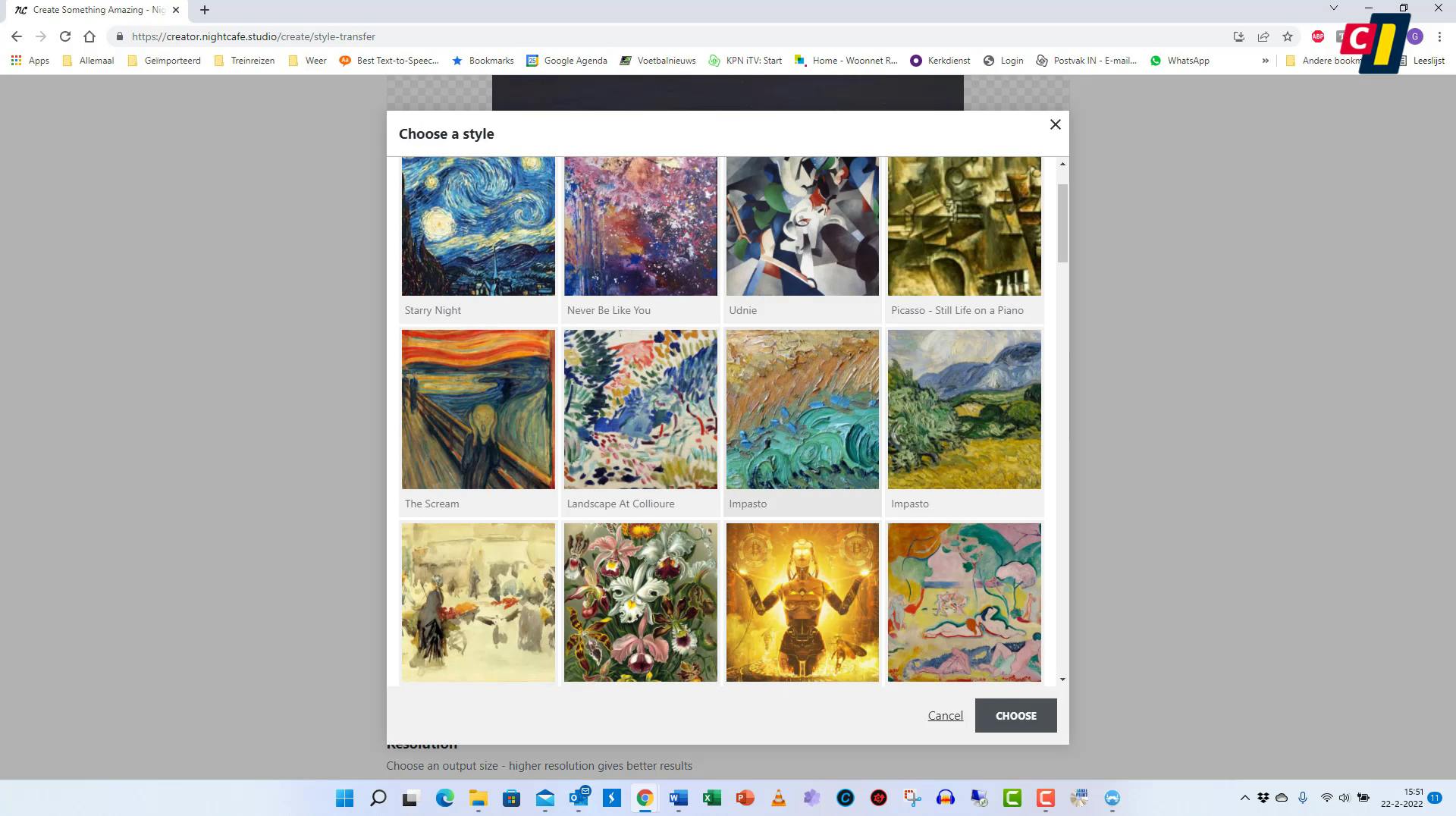 Nightcafe – Afbeelding in een kunststijl