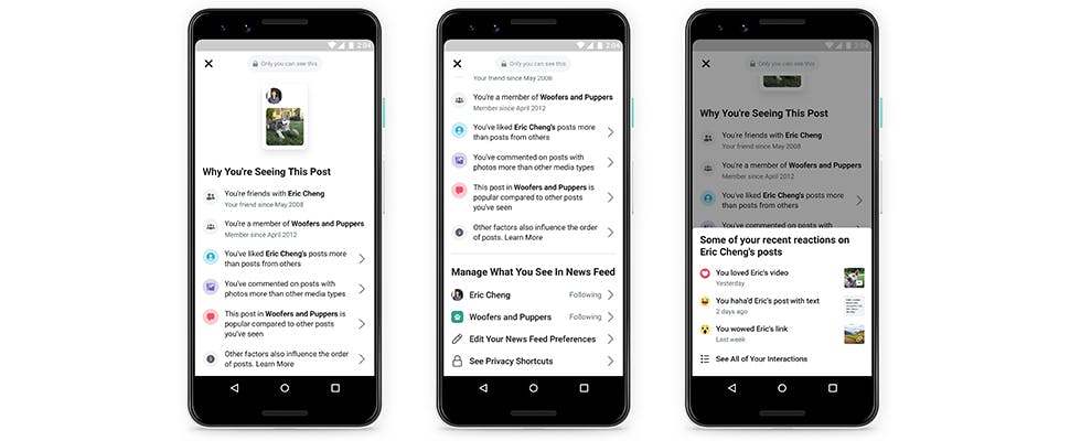 Facebook verduidelijkt waarom je berichten ziet