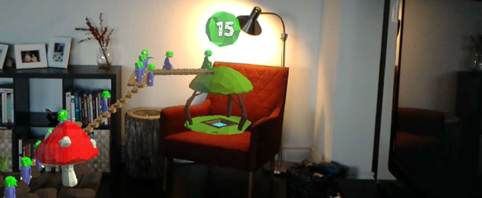 Zo ziet Lemmings er uit op de HoloLens