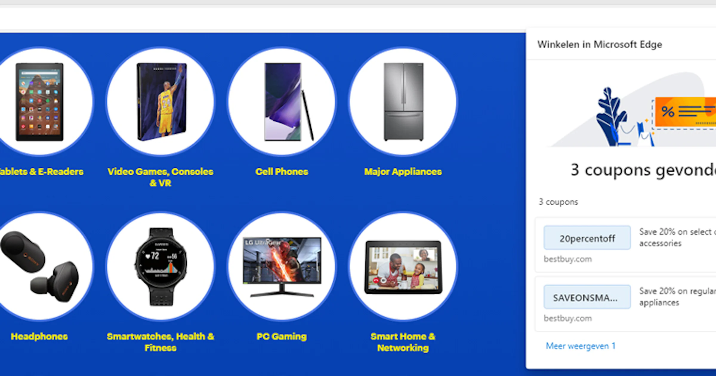 Edge-browser toont kortingscodes bij bezoeken webshops