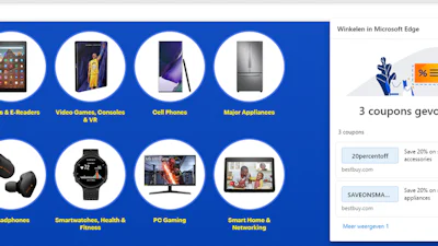 Edge-browser toont kortingscodes bij bezoeken webshops