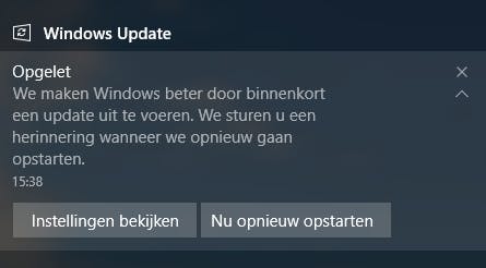 Microsoft stopt met geforceerde herstarts bij updates Windows 10