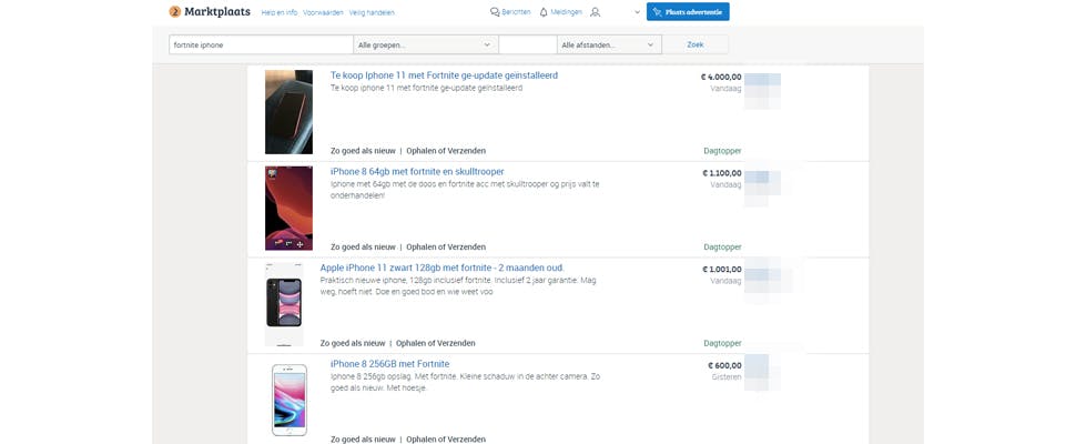 Tweedehands iPhones met Fortnite voor woekerprijzen te koop