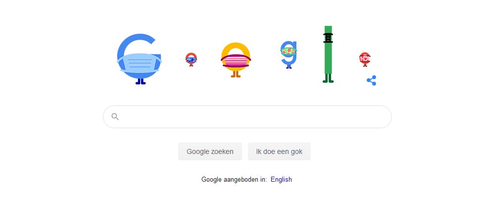 Zelfs het Google-logo draagt vandaag een mondkapje