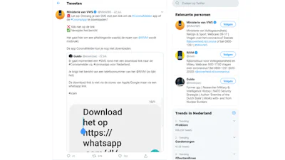 Phishing-sms rond corona-app in omloop