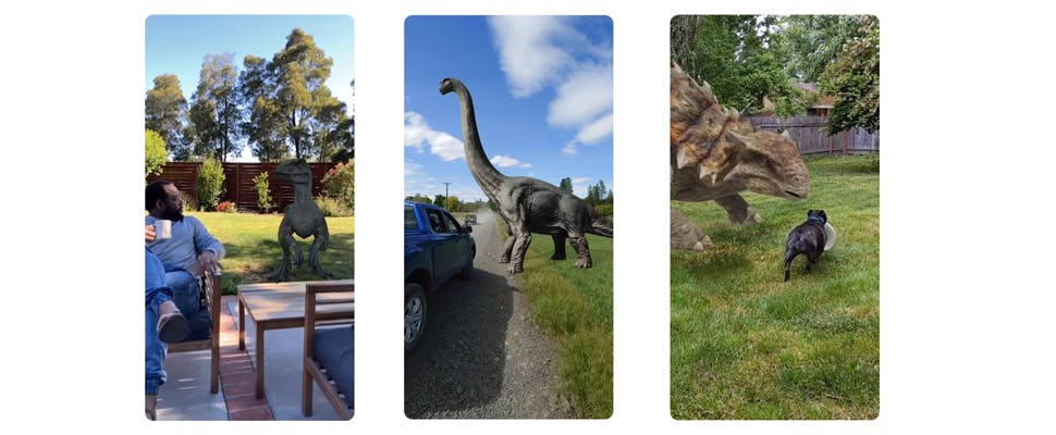 Oog in oog met levensechte AR-dino's van Google