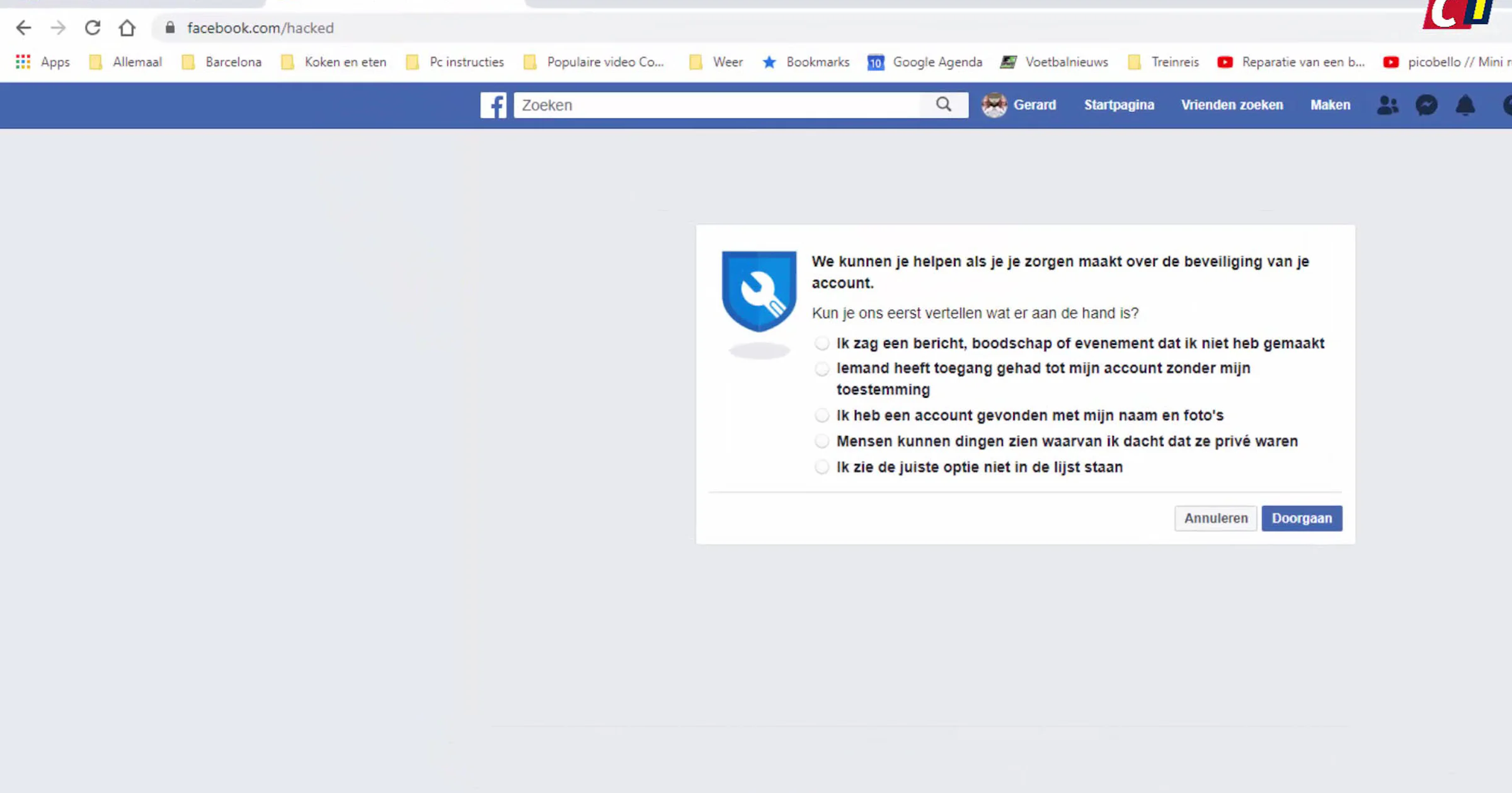 Gehackt Facebook-account herstellen